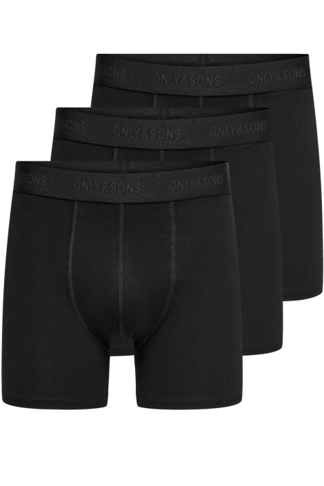 Only & Sons onsfitz solid black boxer 3pack noo